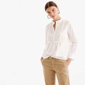 J. Crew White Lace Detail Blouse